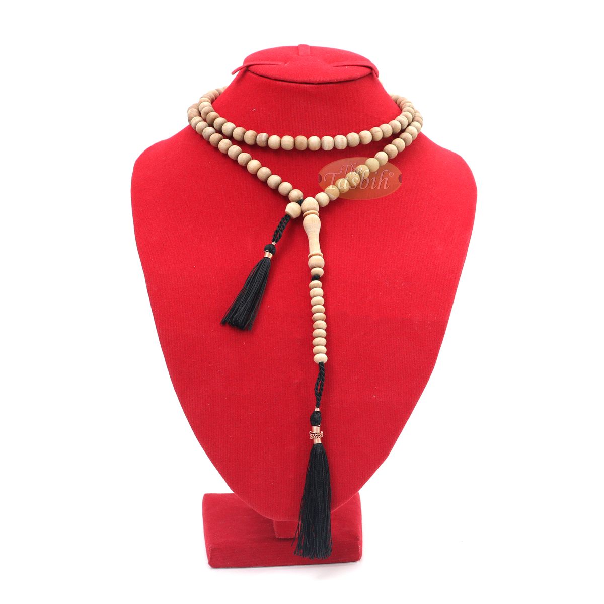 Sandalwood Islamic Prayer Beads 7 mm 100-Bead Scented Wood Black Tassels In Box