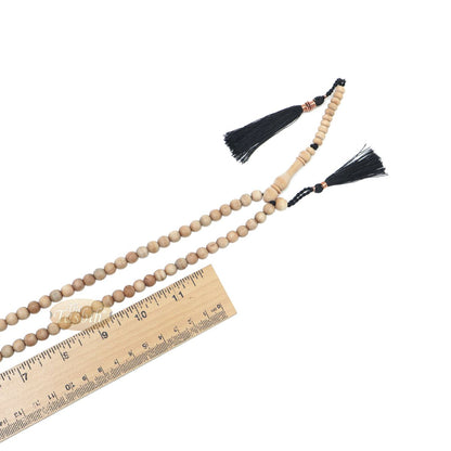 Sandalwood Islamic Prayer Beads 7 mm 100-Bead Scented Wood Black Tassels In Box