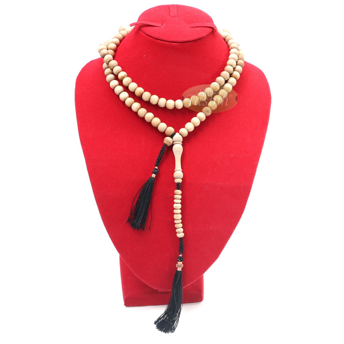 Sandalwood Islamic Prayer Beads 8 mm 100-Bead Scented Wood Black Tassels In Box
