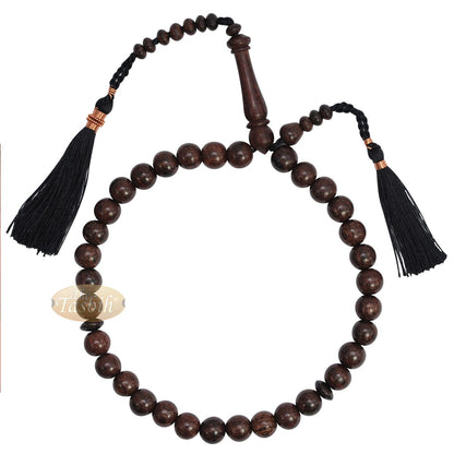 Tasbih Prayer Beads Made From Tamarind Wood with Black Decorated Tassels