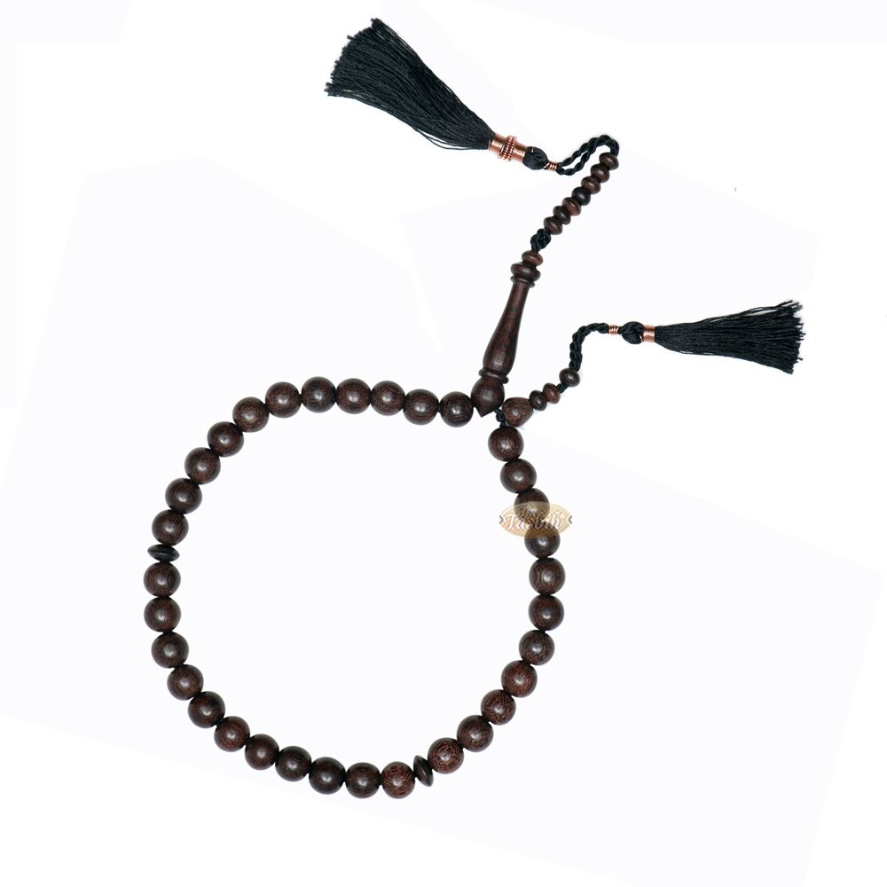Tasbih Prayer Beads Made From Tamarind Wood with Black Decorated Tassels
