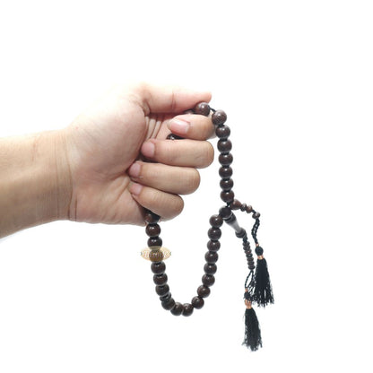 Tasbih Prayer Beads Made From Tamarind Wood with Black Decorated Tassels