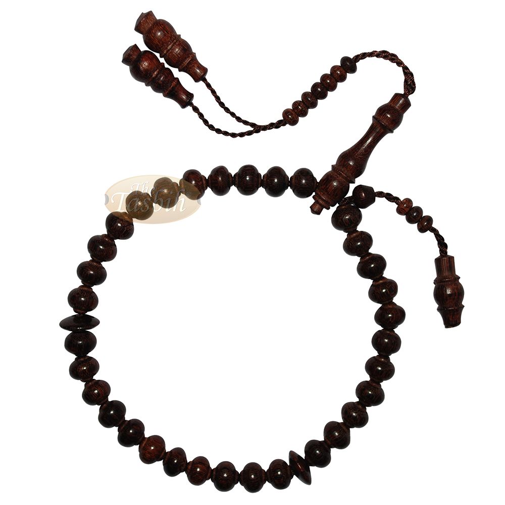Tamarind Fruit Tree Wood Contoured-Bead 10×9 mm 33Ct Islamic Rosary Tasbih Prayer Beads