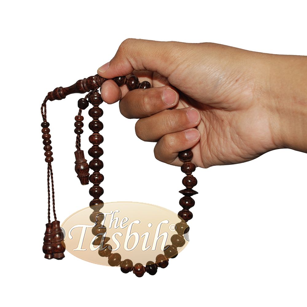 Tamarind Fruit Tree Wood Contoured-Bead 10×9 mm 33Ct Islamic Rosary Tasbih Prayer Beads