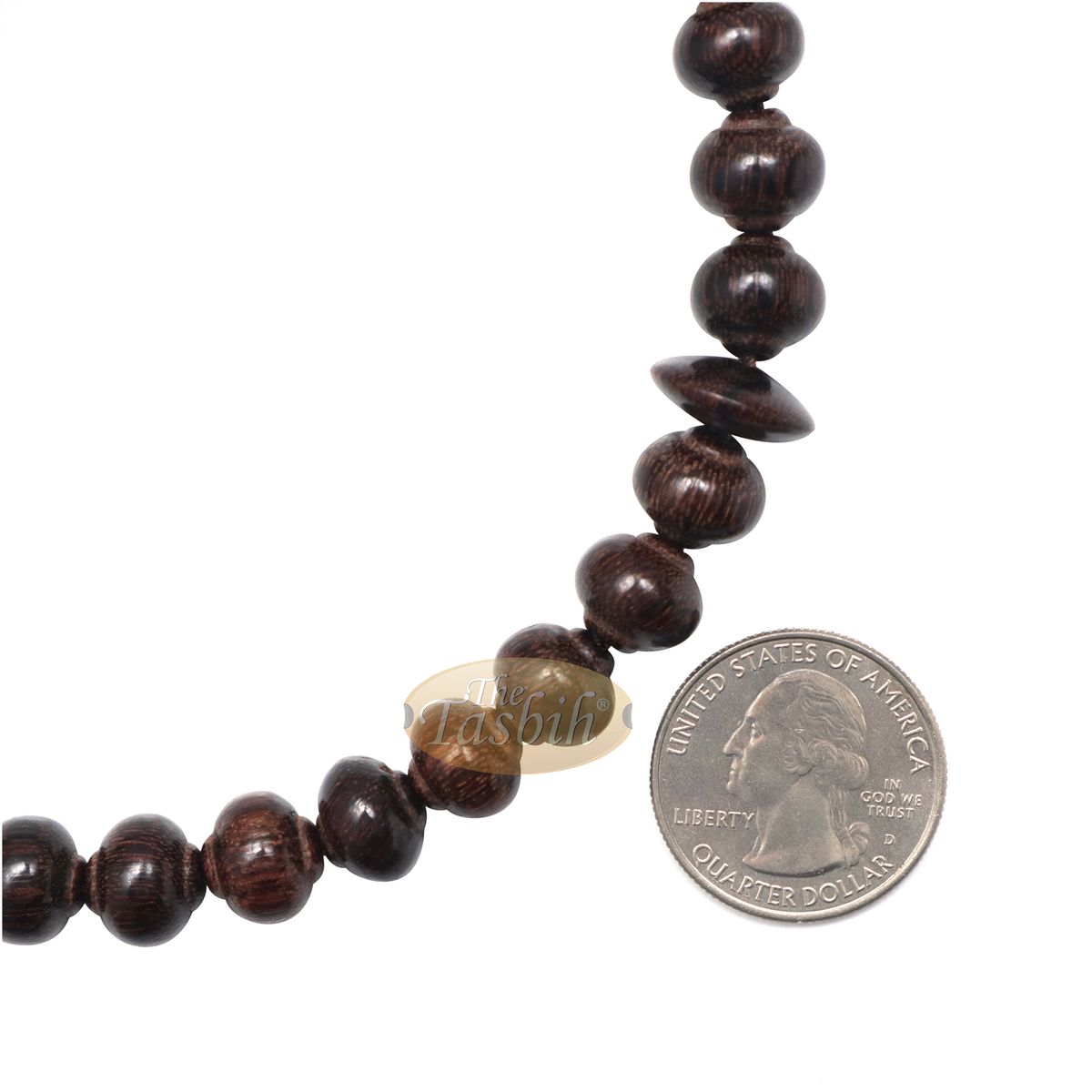 Tamarind Fruit Tree Wood Contoured-Bead 10×9 mm 33Ct Islamic Rosary Tasbih Prayer Beads
