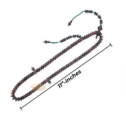 Tamarind Wood Misbaha – Medium Terompah 5×10 mm Brown 99 count Short Barrel Indonesian Prayer Beads