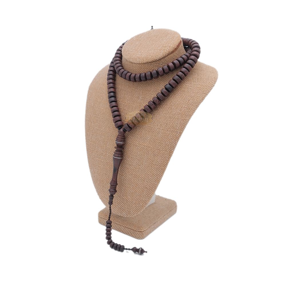 Large Tamarind Wood Nalain Misbaha – Barita Limited Edition 7×12 mm Barrel-shape 100 count Muslim Indonesian Prayer Beads