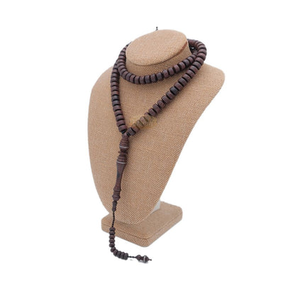 Large Tamarind Wood Nalain Misbaha – Barita Limited Edition 7×12 mm Barrel-shape 100 count Muslim Indonesian Prayer Beads