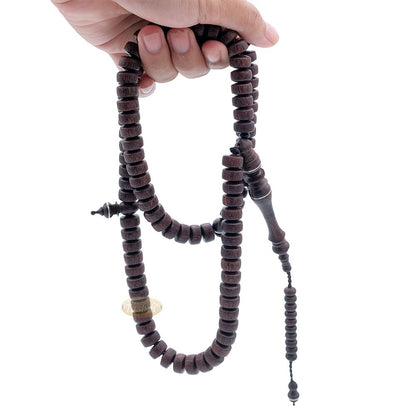 Large Tamarind Wood Nalain Misbaha – Barita Limited Edition 7×12 mm Barrel-shape 100 count Muslim Indonesian Prayer Beads