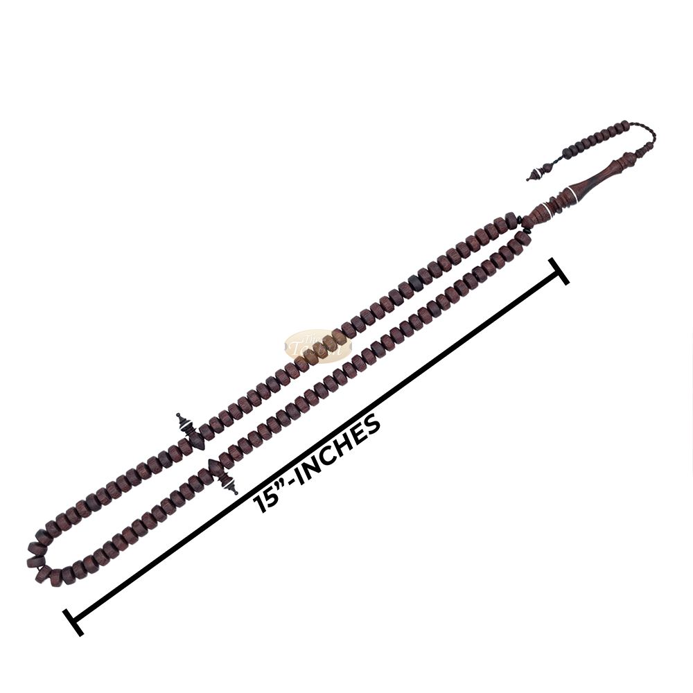 Large Tamarind Wood Nalain Misbaha – Barita Limited Edition 7×12 mm Barrel-shape 100 count Muslim Indonesian Prayer Beads