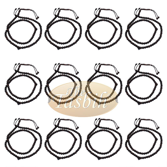 Lot of 12 – Tamarind Wood Rosary 8 mm-Bead Dense Wood Tasbih with 99-Beads