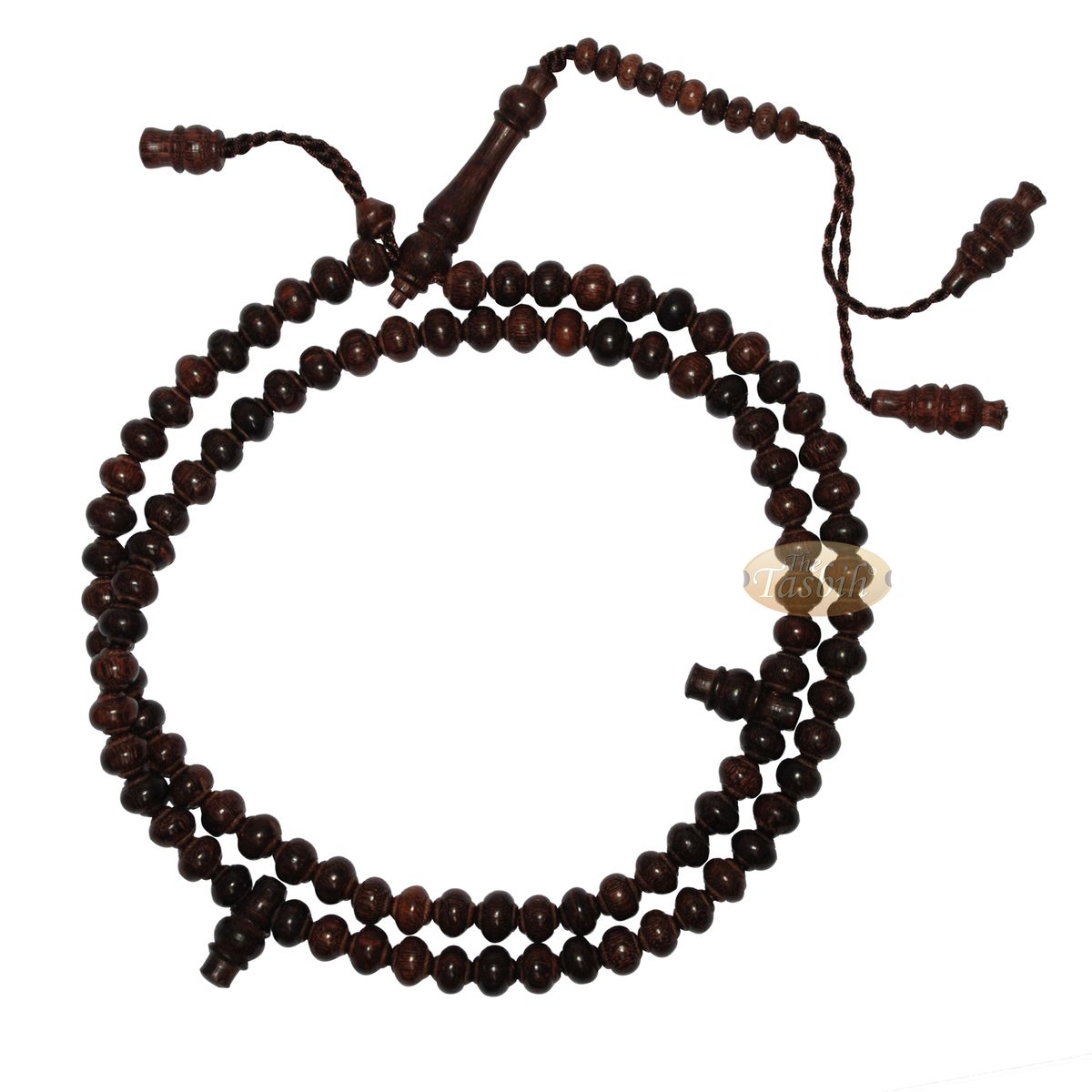 Handcrafted Tamarind Wood Tasbih Prayer Beads with 8×9 mm Contoured Style 99-Bead