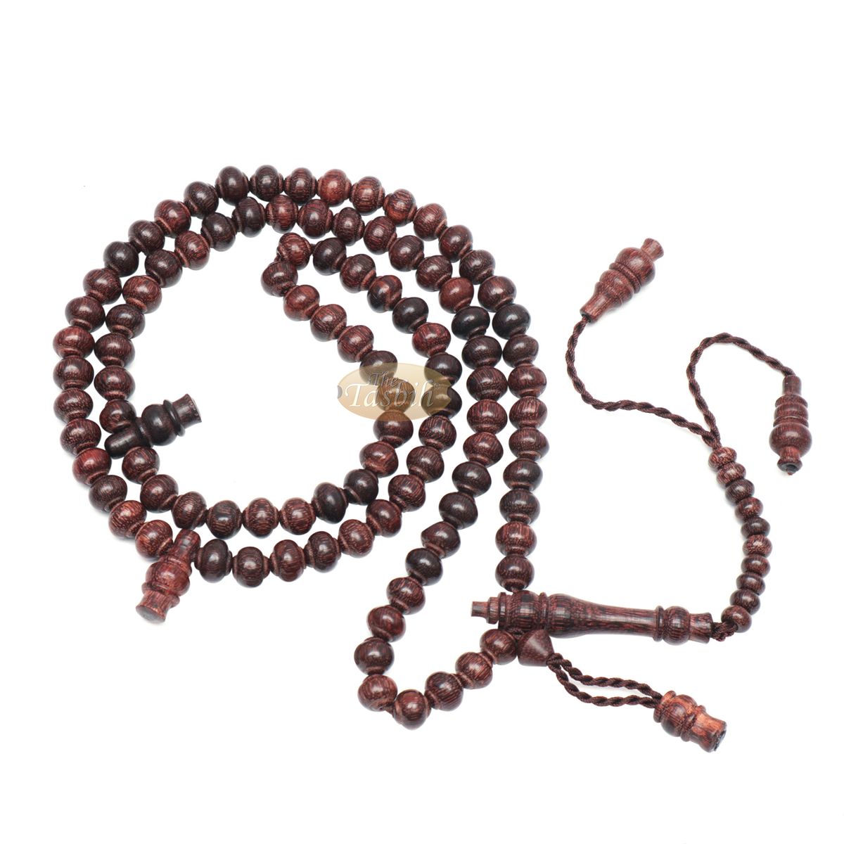 Handcrafted Tamarind Wood Tasbih Prayer Beads with 8×9 mm Contoured Style 99-Bead