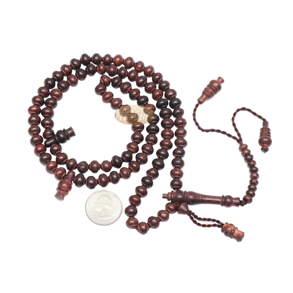 Handcrafted Tamarind Wood Tasbih Prayer Beads with 8×9 mm Contoured Style 99-Bead
