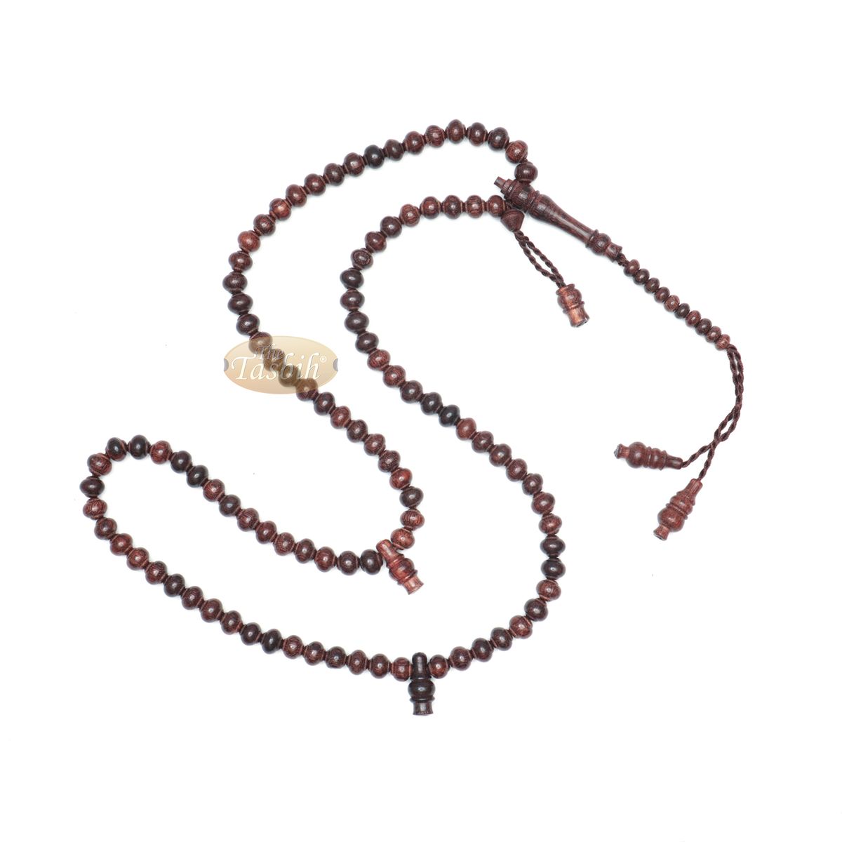 Handcrafted Tamarind Wood Tasbih Prayer Beads with 8×9 mm Contoured Style 99-Bead