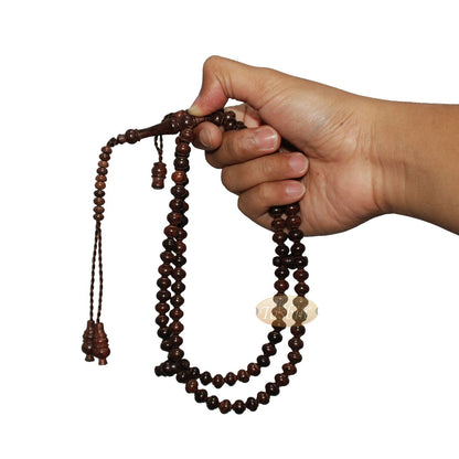 Handcrafted Tamarind Wood Tasbih Prayer Beads with 8×9 mm Contoured Style 99-Bead