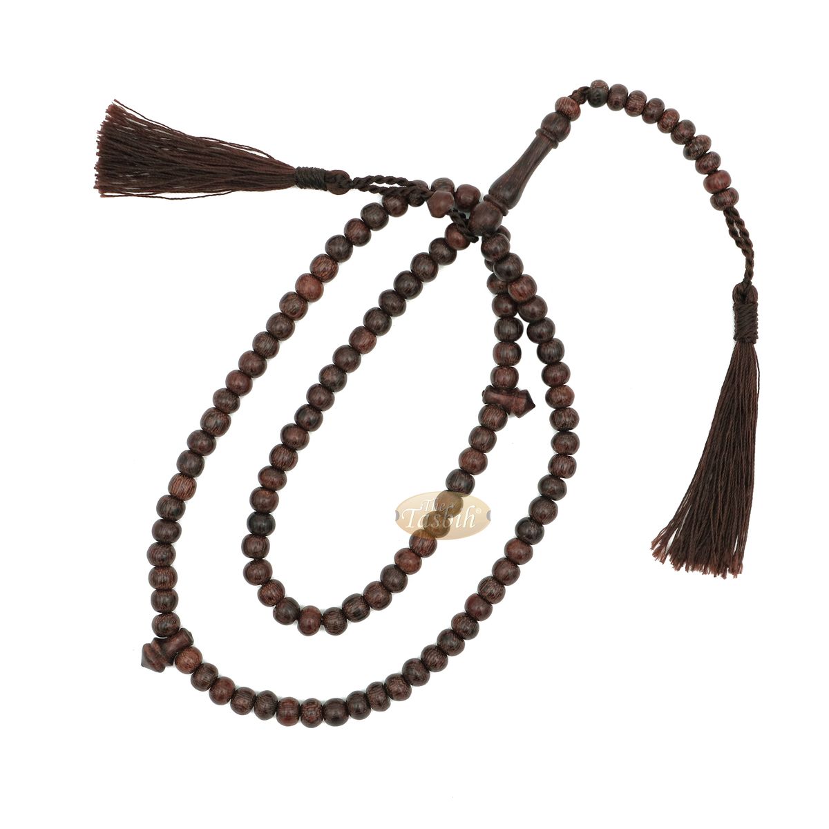 Dense Tamarind Tree Tasbih – Small 6 mm 99-Bead Prayer Beads – Worry Beads with 2 Beautiful Tassels