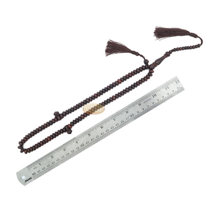 Prayer Beads – 9 mm 99-Bead Flat Oval Tamarind Tasbih with Matching Dark Brown Tassels and 10-Bead Counter