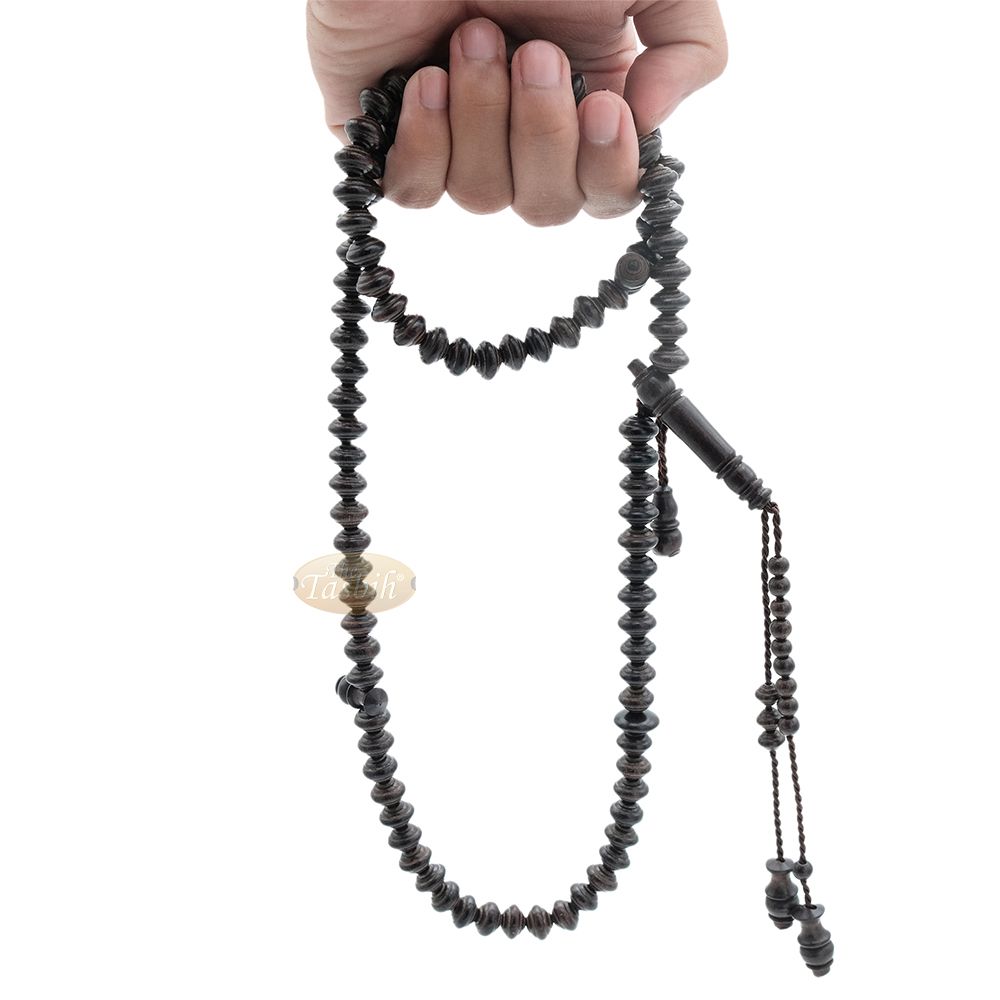 Dark Brown Tamarind Wood 8×11 mm 99-bead Muslim Prayer Beads Tasbih – Genuine Color Shiny Islamic Misbaha in Gift Box