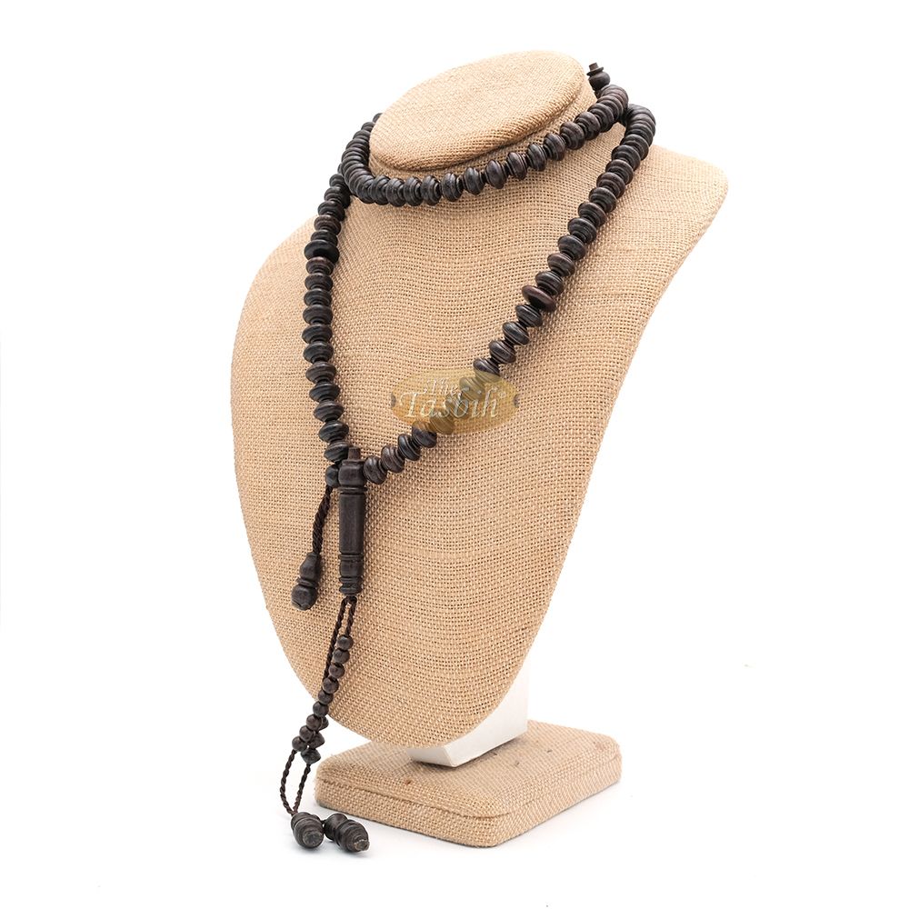 Dark Brown Tamarind Wood 8×11 mm 99-bead Muslim Prayer Beads Tasbih – Genuine Color Shiny Islamic Misbaha in Gift Box