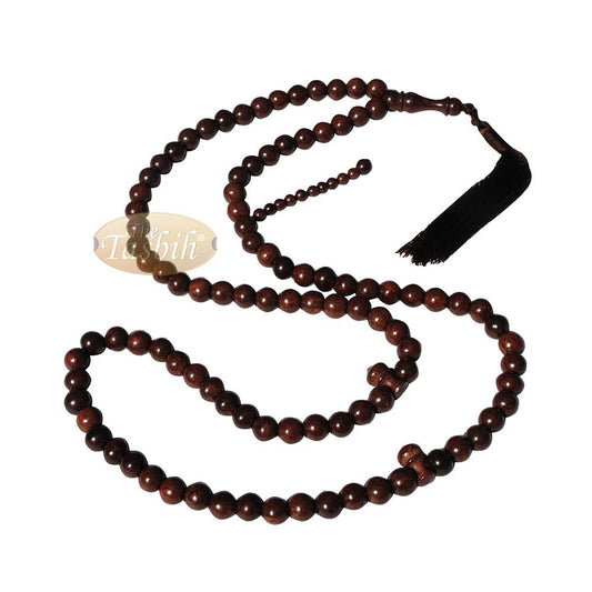 Extra Large 12 mm Tamarind Heartwood Tasbih – Islamic Prayer Beads with Tassels