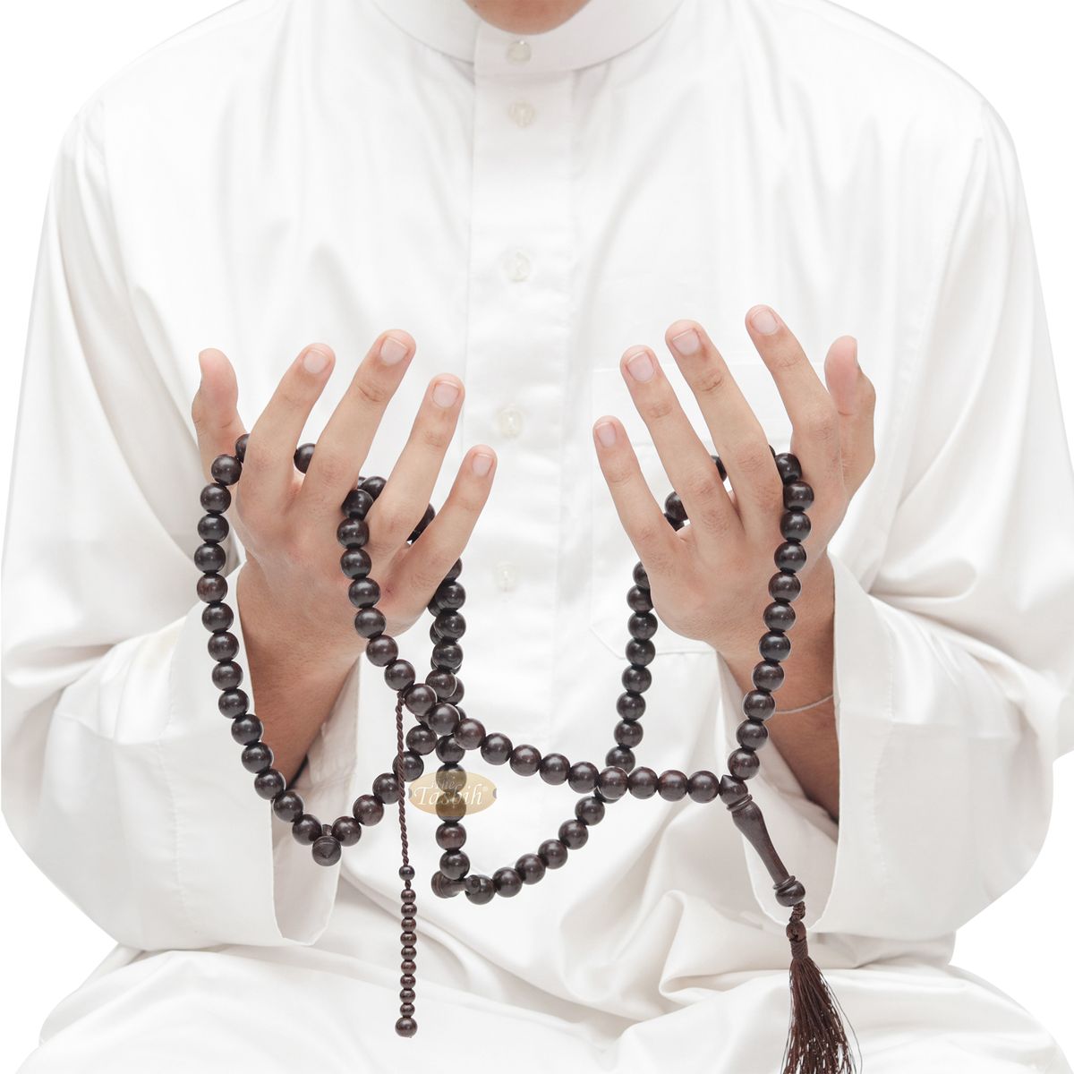 Extra Large 12 mm Tamarind Heartwood Tasbih – Islamic Prayer Beads with Tassels