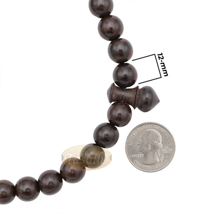 12 mm 99 beads Dark Brown Tamarind wood with counter brown tassel