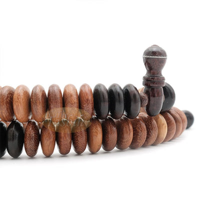 Large Tamarind Heartwood Moringa Accented Muslim Tasbih – Limited-Edition Handcrafted 7×16 mm Saucer Beads 99 count Misbaha