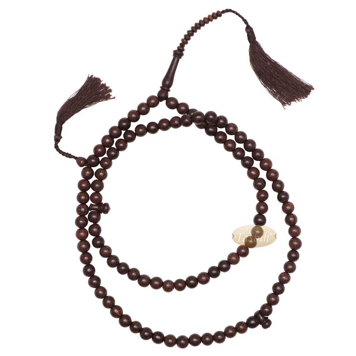 Exotic Large 10 mm Tamarind Heartwood Tasbih Misbaha with Matching Dark Brown Tassels