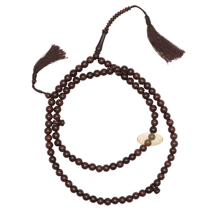Exotic Large 10 mm Tamarind Heartwood Tasbih Misbaha with Matching Dark Brown Tassels