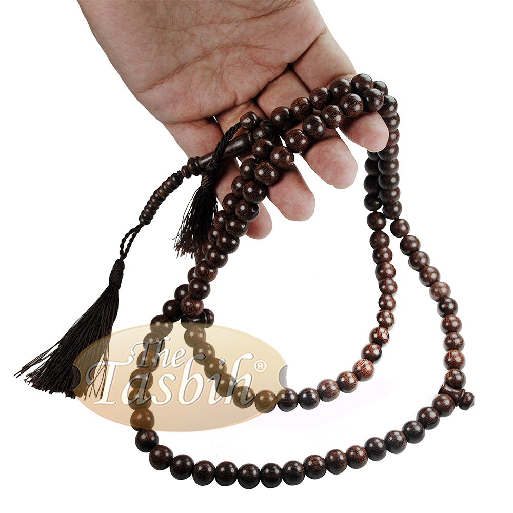 Exotic Large 10 mm Tamarind Heartwood Tasbih Misbaha with Matching Dark Brown Tassels