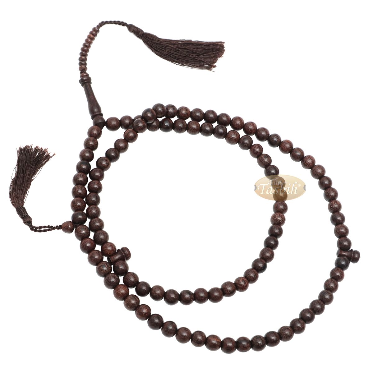 Exotic Large 10 mm Tamarind Heartwood Tasbih Misbaha with Matching Dark Brown Tassels