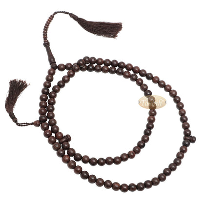 Exotic Large 10 mm Tamarind Heartwood Tasbih Misbaha with Matching Dark Brown Tassels