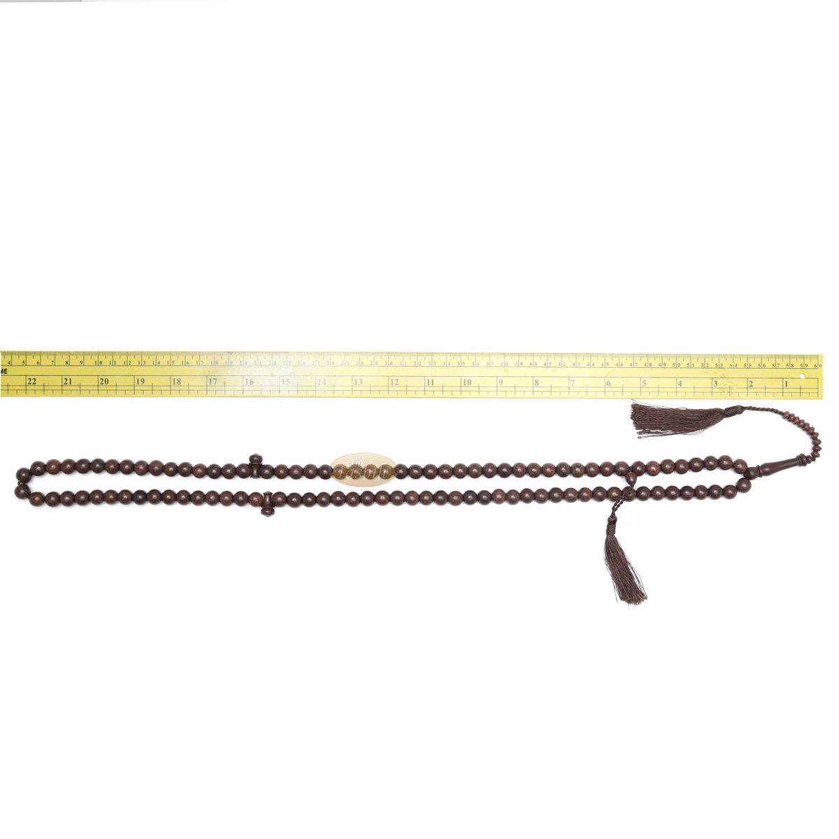 Exotic Large 10 mm Tamarind Heartwood Tasbih Misbaha with Matching Dark Brown Tassels