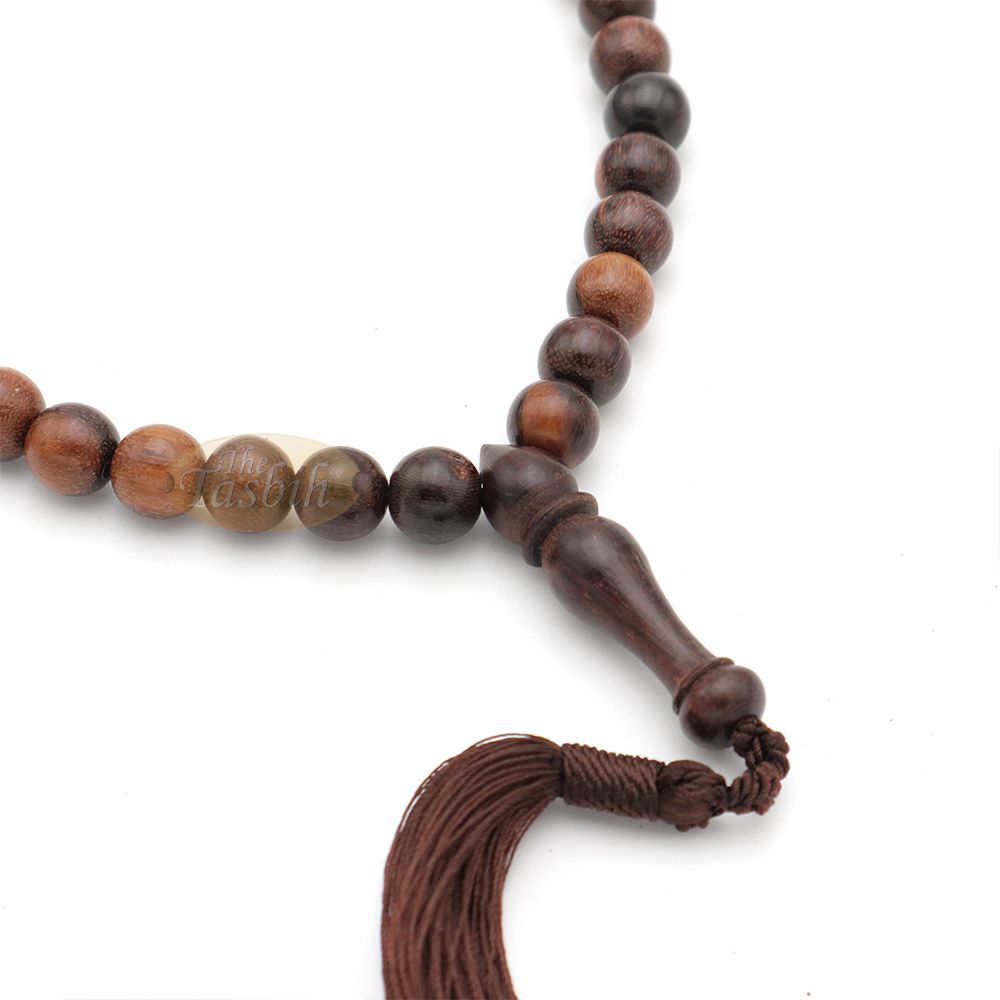 12 mm 99 beads Natural Tamarind wood with counter brown tassel