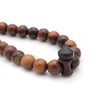 12 mm 99 beads Natural Tamarind wood with counter brown tassel
