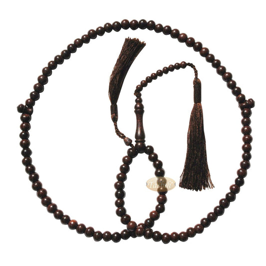 Tamarind Tree Tasbih 8 mm 99-Bead Handmade Prayer Beads Worry Beads 2 Tassels