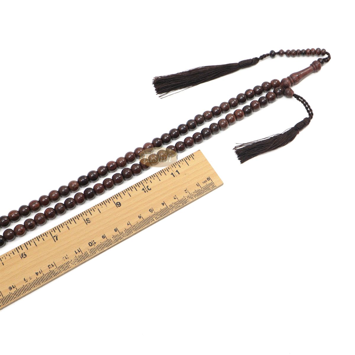 Tamarind Tree Tasbih 8 mm 99-Bead Handmade Prayer Beads Worry Beads 2 Tassels