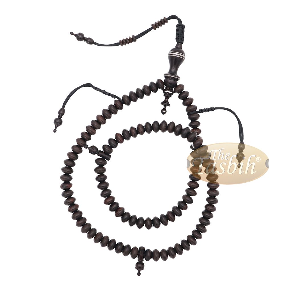 Handcrafted 8×14 mm Dark Brown Tamarind wood Tasbih – 100-bead Islamic Prayer Beads Misbaha