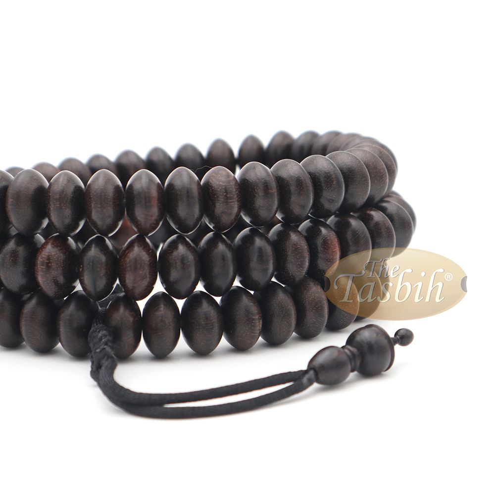 Handcrafted 8×14 mm Dark Brown Tamarind wood Tasbih – 100-bead Islamic Prayer Beads Misbaha