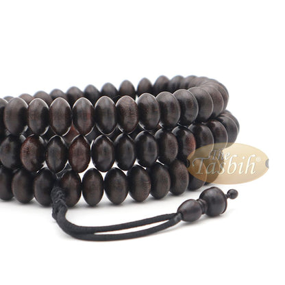 Handcrafted 8×14 mm Dark Brown Tamarind wood Tasbih – 100-bead Islamic Prayer Beads Misbaha