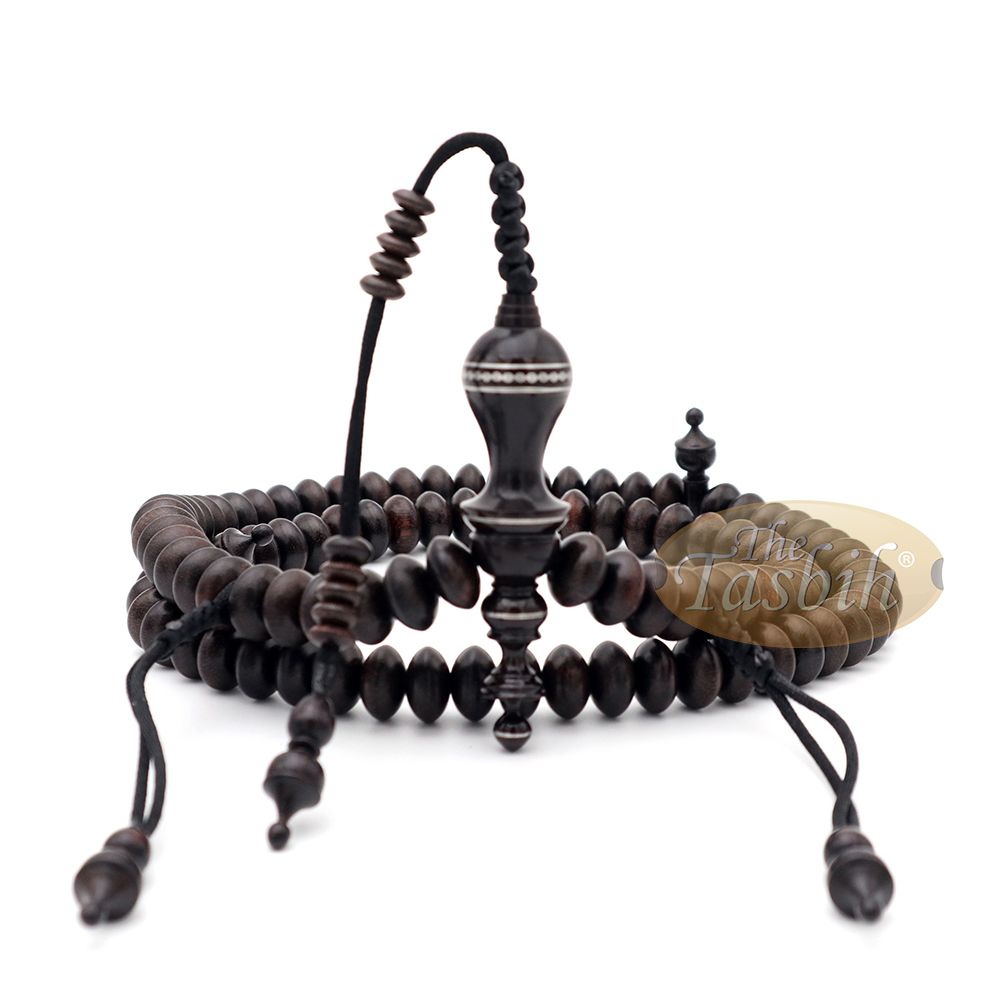 Handcrafted 8×14 mm Dark Brown Tamarind wood Tasbih – 100-bead Islamic Prayer Beads Misbaha