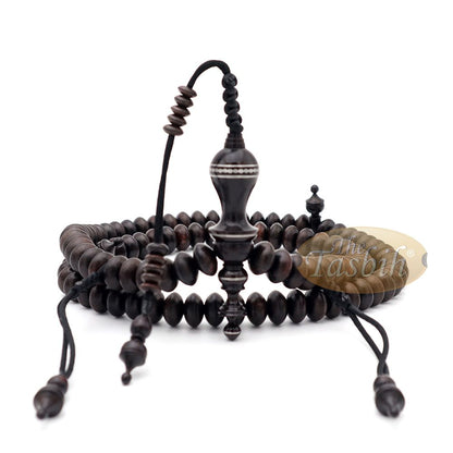 Handcrafted 8×14 mm Dark Brown Tamarind wood Tasbih – 100-bead Islamic Prayer Beads Misbaha