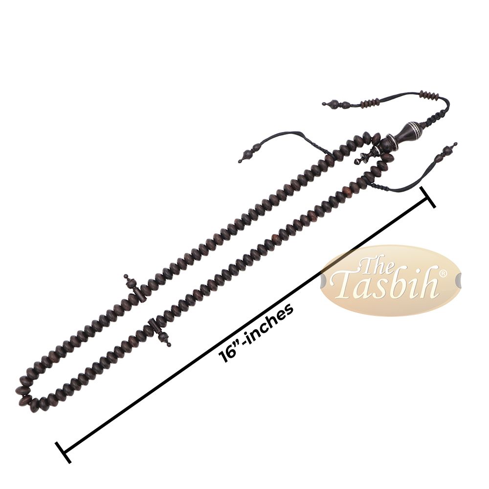 Handcrafted 8×14 mm Dark Brown Tamarind wood Tasbih – 100-bead Islamic Prayer Beads Misbaha