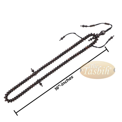 Handcrafted 8×14 mm Dark Brown Tamarind wood Tasbih – 100-bead Islamic Prayer Beads Misbaha