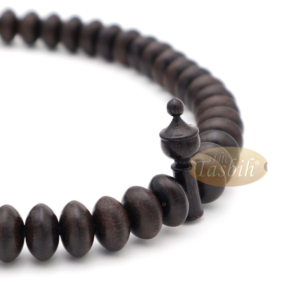 Handcrafted 8×14 mm Dark Brown Tamarind wood Tasbih – 100-bead Islamic Prayer Beads Misbaha