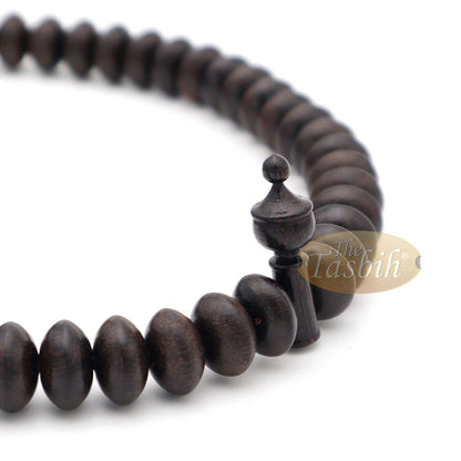 Handcrafted 8×14 mm Dark Brown Tamarind wood Tasbih – 100-bead Islamic Prayer Beads Misbaha