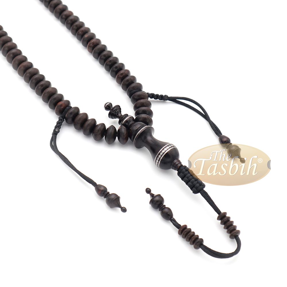 Handcrafted 8×14 mm Dark Brown Tamarind wood Tasbih – 100-bead Islamic Prayer Beads Misbaha