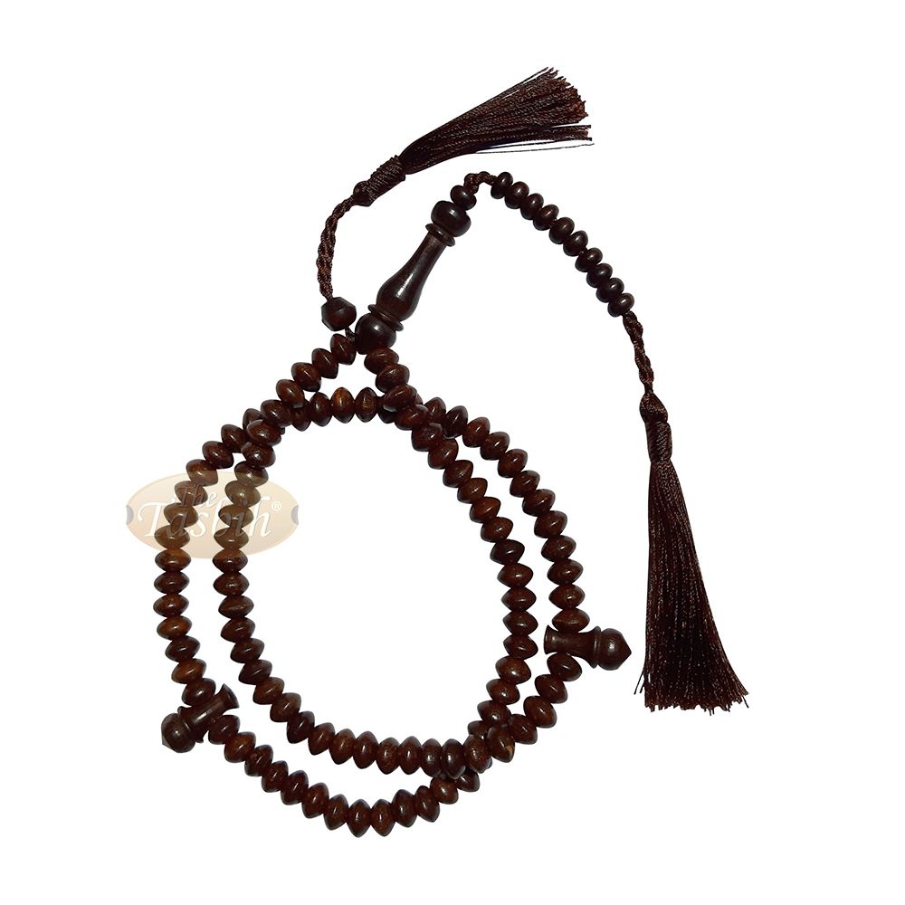 Saucer-Shaped 5.5×8 mm Tamarind Wood Prayer Beads Tasbih Rosary