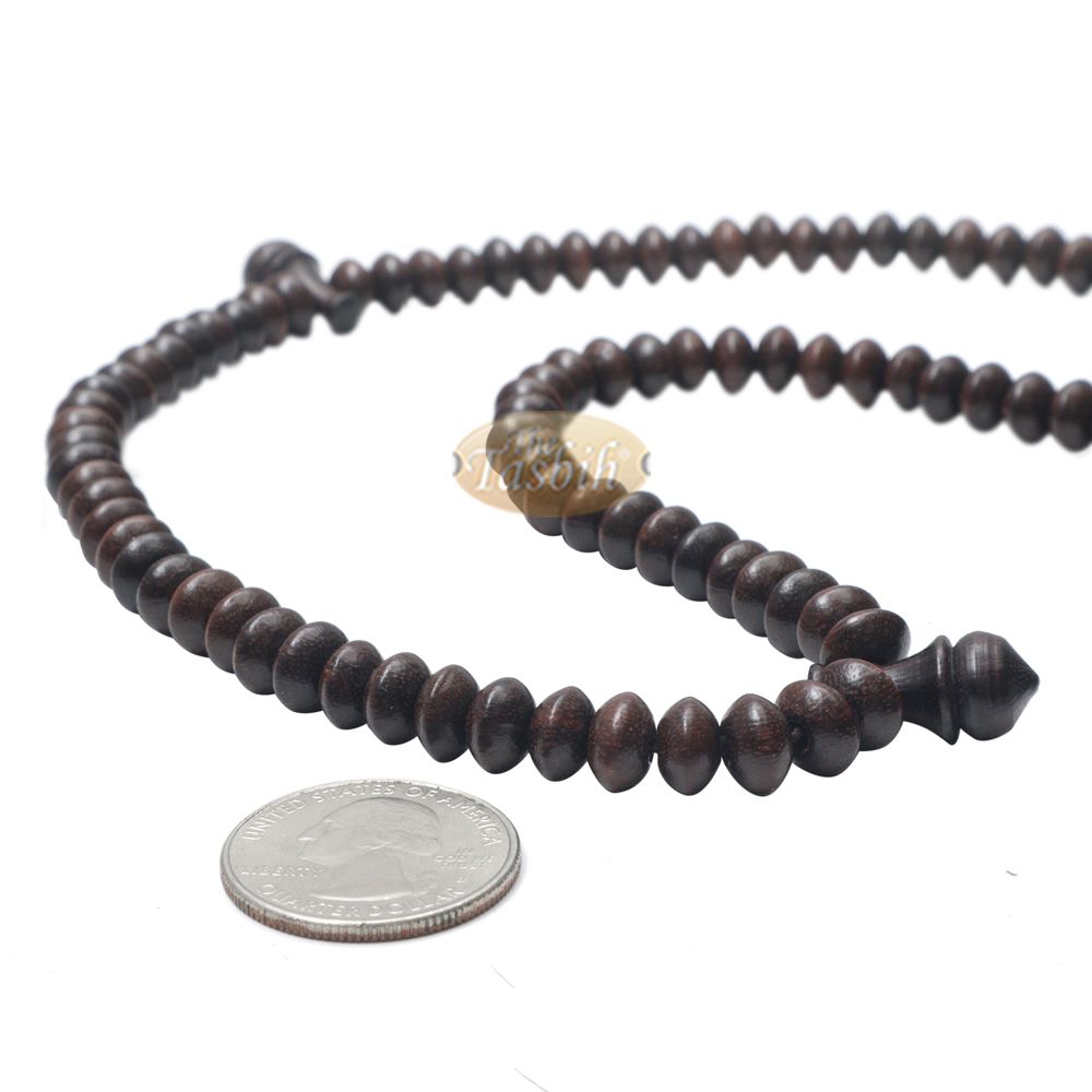 Saucer-Shaped 5.5×8 mm Tamarind Wood Prayer Beads Tasbih Rosary
